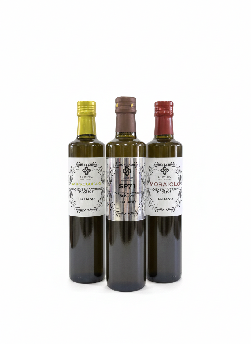 Correggiolo + Moraiolo + SP71 extra virgin olive oil 2025 3 x Lt.0,500